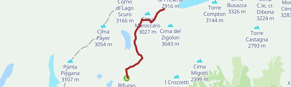 Route map: Rifugio Mandron «Città di Trento» alpine hut